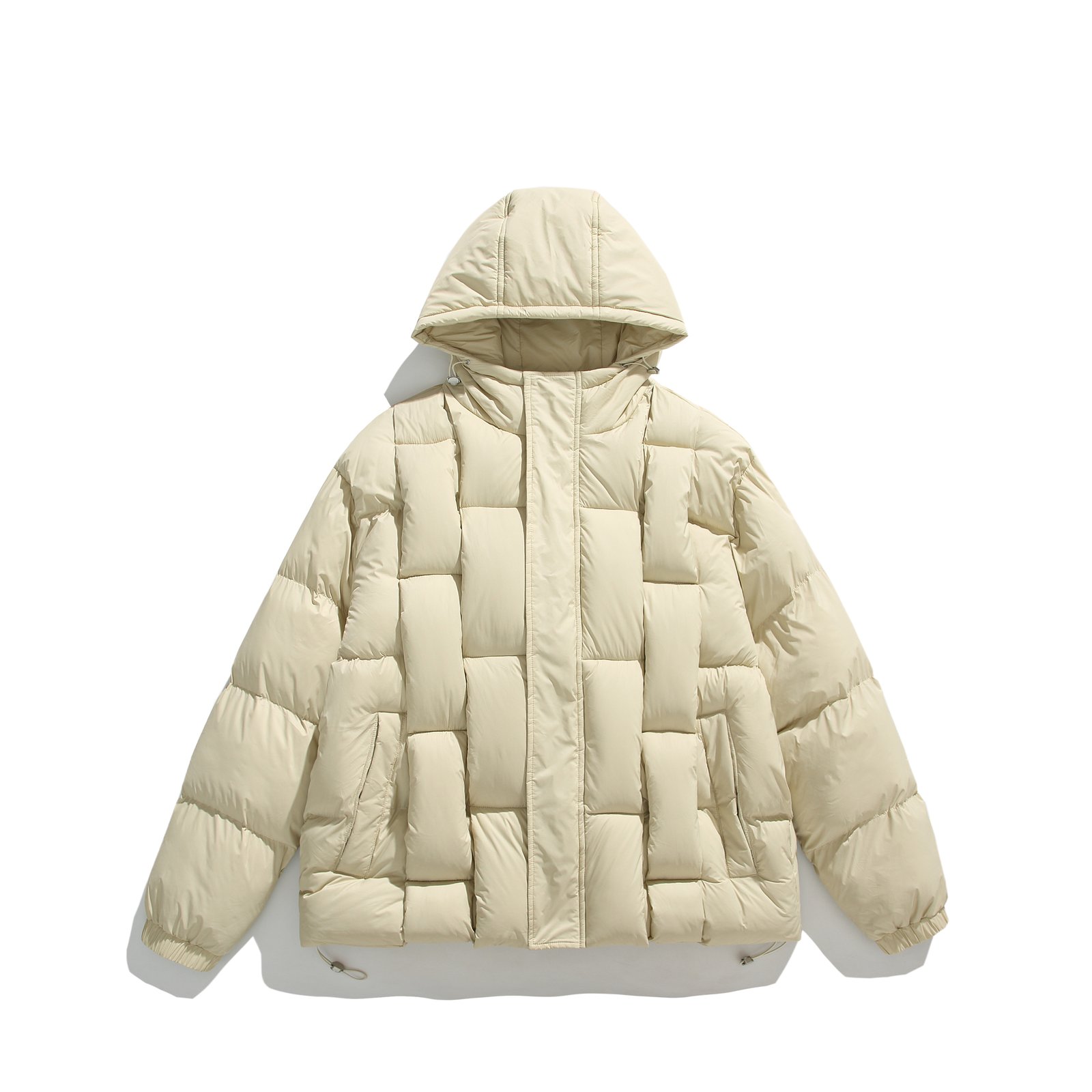 Male Quilted Jacket Winter Unisex Hooded Thickened Padded Jacket With Zip Outdoor - Image 2